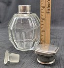 Antique French Cut Glass Perfume Bottle W  Dauber  Sterling Top  D  Russel  1895