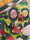 Original Tattoo Art Skull Framed Flash Sheet Vintage 