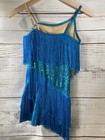 Weissman   s Dance  Turquoise Blue Jazz Size L Child  Sequin Tap Sequin Tassels