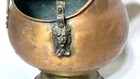 Vintage Copper Coal Scuttle Medium Brass Lion Head Delft Handle Bucket Plant
