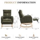 Nursery Rocking Chair W adjustable Footstool  Comfort Upholstered Rocker Chair