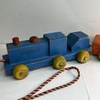 Vintage 1950s Playskool Wooden Painted 4 Piece Pull Train