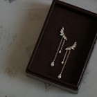 Sterling Silver  Crystal Wings Stud Earrings  Women   Tassel Earrings