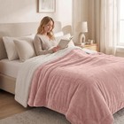 Cozy Sherpa Throw Blanket For Couch  50x60 Soft Baby Pink  Warm   Plush