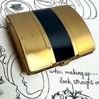 Vintage New 20s Art Deco Enamel   Brass Compact Rouge Blush Powder With Puff