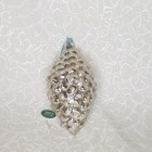 2012 North Pole Trading Co Glass Hanging Ornament Silver Frosty Pinecone 5 