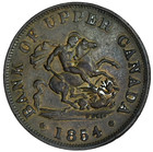 Province Of Canada Bank Of Upper Canada Half Penny Token 1854 Xf  st  George 