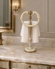 Vtg Hollywood Regency Brass   Celluloid Bathroom Vanity Stand-hand Towel Holder