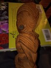 Hand Carved Maori Totara  Wood Tiki With Paua Eyes New Zealand 18  Mid Century