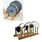 4x Bamboo Wooden Dish Rack Plate Stand Pot Lid Holder Cabinet Organizer Kitchen