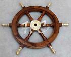 Solid Brass Handle 18  Wooden Helm Ship Wheel Boat Steering Vintage Antique Gift