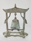 Vintage Bronze Asian Chinese Gong Bell On Stand And Hammer 