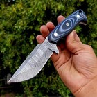 Handmade Fix Blade Survival Hunting Knife Damascus Steel Horizontal Carry Sheath