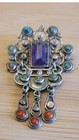Matilde Poulat Matl Mexican Sterling Silver Brooch Pin pendant Turquoise Amethys