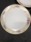Vintage Antique Rose Floral Gilded Hand Painted Desert Salad Plates Lot Of 3