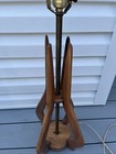 Vintage Danish Mid Century Modern Sculptural Teak Walnut Wood Brass Lamp 34   