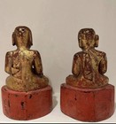 Pair Of Antique 19th Cent Gilt Wood Buddhas From Burma