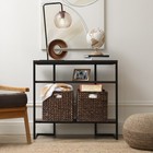 Set Of 6 Hyacinth Storage Cubes  12x12 Wicker Basket Bins For Shelves  Espresso