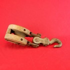 Antique Single Pulley Wood   Metal Barn Block   Tackle Hoist