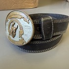 Vtg Wrangler Western Belt Comstock German Silver All-around Cowboy Mens  36-40 