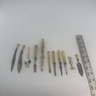 Antique Bone     Handled Tools Sewing Bodkins Victorian Utensils C 1900 Lot  14 