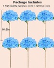 6pcs Premium Blue Silk Hydrangea Artificial Flowers Bouquets - Realistic Fake Hy
