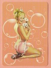Five Of Clubs  Vintage Style Pinup Girl  Pin-up  Single Swap Playing Card  Nm