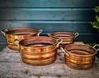 Set Of Four Antique French Copper Planters For Your Windowsill Herb Garden Rare