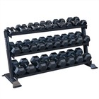 5   75 Lb Rubber Hex Dumbbells   Heavy Duty Rack Body-solid