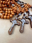 Saint Benedict Wooden Beads Rosary With Inri Crucifix   Medal Catholic Prayer 4x