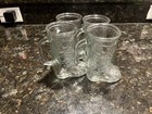 Set Of 5 Vintage Heavy Glass Cowboy Boot Mugs     Embossed Western Barware