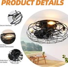 17 8 In Rustic Caged Ceiling Fan Light Flush Mount Fan Chandelier For Farmhouse