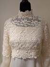 Vintage 1960s 1970s Bride s World Ilgwu Ivory Wedding Dress Crochet Lace Ribbon