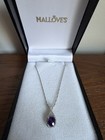 14k White Gold Amethyst Stone Pendant Necklace With Halo Accent - Never Worn