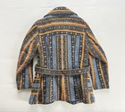 1970s Coat Colorful Tapestry Carpet Jacket Belt Toggle Button Amazing Aztec