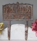 Cast Iron Garden Sign  free Weeds Pull Your Own  Vintage