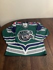Vintage Houston Aeros Bauer Jersey Youth Large xl Green Hockey