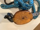Vintage Nautical Wooden Double Pulley Block With Rope Maritime Decor 15  Tall
