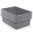 4-pk Commercial Bus Box utility Tub - Plastic Storage Bin Dish Basin  32l Gray