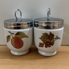 Royal Worcester King Egg Coddler Evesham Gold Set Of 2 Peach Currant Metal Lip