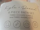 New Kyle   Deena Baby Girl 6pc Bath Set 3 Hooded Towels 3 Washcloths Nip