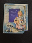 Vtg Christmas Greeting Card Diecut Silent Night Angel Lamb Sheep Lantern  50s