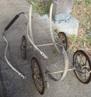 Antique Doll Baby Buggy  Metal Frame Wheels    Handle For Restoring