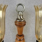 Gorgeous Wooden Metal Candelabra Candle Holder Antique Vintage 2 Tier Arms Glass