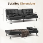  Convertible Folding Futon Sofa Bed Sleeper Couch For Living Room Faux Black