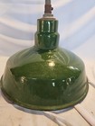 Vintage 1940 s Abolite 14    Green Porcelain Enameled Gas Station Barn Industrial 