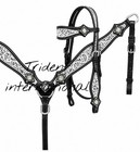 Premium Genuine Leather Western Horse Headstall Brown Stainless Steel Buckles