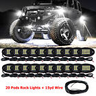 20x Led Rock Lights Underbody Trail Rig White Glow Lamp Offroad Suv Pickup Truck