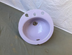 Vtg Mid Century 18  Cast Iron Lavender Lilac Round Drop In Sink Rheem 155-26e