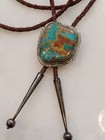 Beautiful Big Vtg Navajo Royston Turquoise Sterling Silver Bolo Tie Native